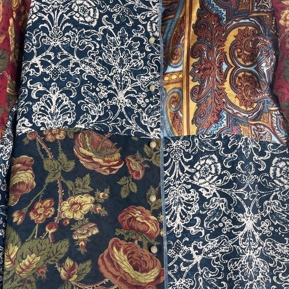 Nothing Matches Patchwork Printed Art Boho Buttondown Top Tunic Size 1 or Small - Picture 5 of 8